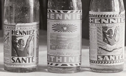 Frühere Wasserflaschen  HENNIEZ LITHINÉE und HENNIEZ- SANTÉ
