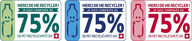 Logos rPET, 75% de PET recyclé