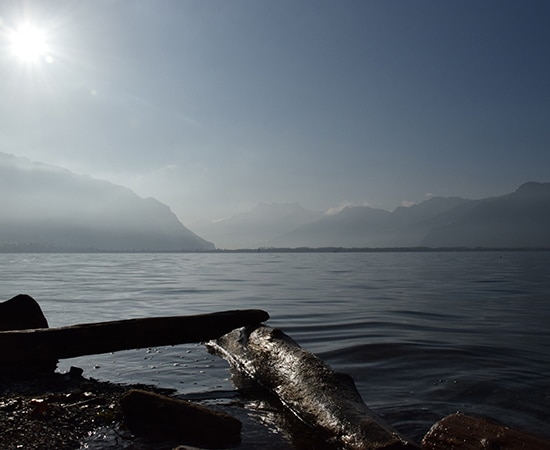 Ruhiger See und klarer Himmel