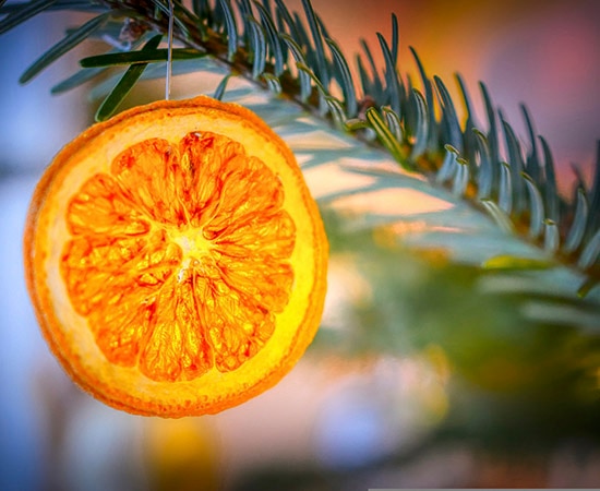 Sapin de Noël avec orange séchée